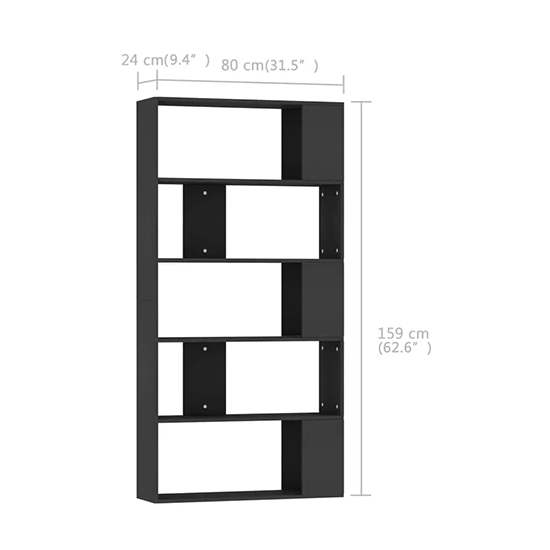 Errigal Wooden Bookcase And Room Divider In Black