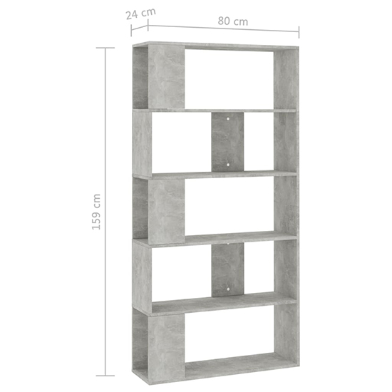 Errigal Wooden Bookcase And Room Divider In Concrete Effect