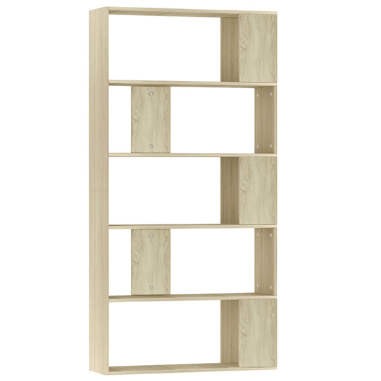 Errigal Wooden Bookcase And Room Divider In Sonoma Oak