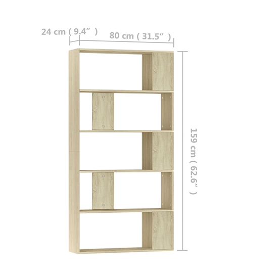 Errigal Wooden Bookcase And Room Divider In Sonoma Oak