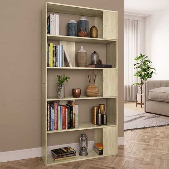 errigal wooden bookcase and room divider in sonoma oak
