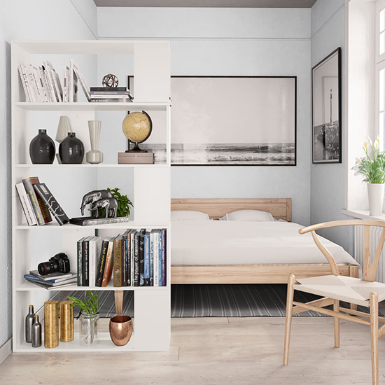 Errigal Wooden Bookcase And Room Divider In White