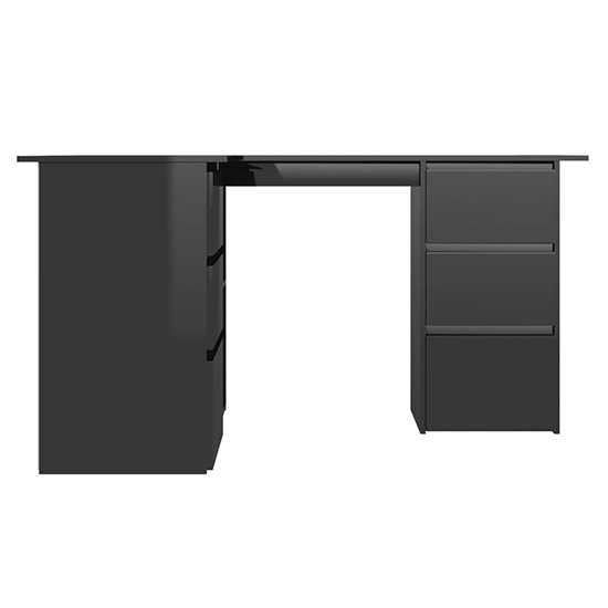 Errol Corner High Gloss Computer Desk With 4 Drawers In Black_3