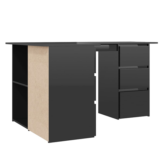 Errol Corner High Gloss Computer Desk With 4 Drawers In Black_4