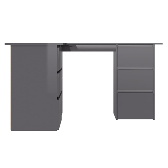 Errol Corner High Gloss Computer Desk With 4 Drawers In Grey_3