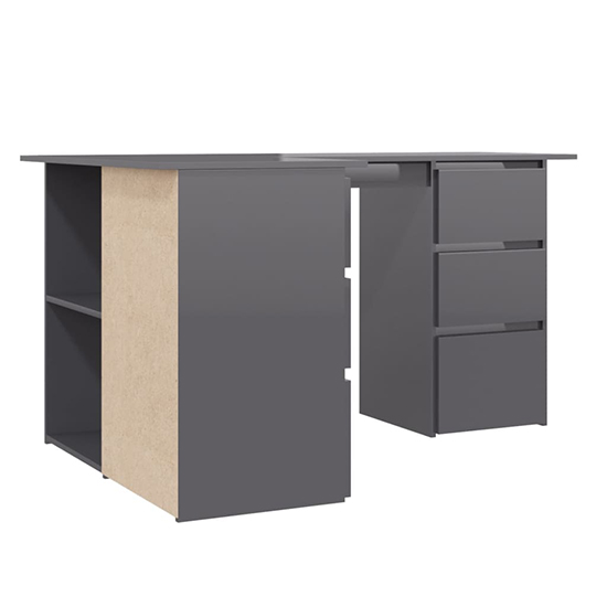 Errol Corner High Gloss Computer Desk With 4 Drawers In Grey_4