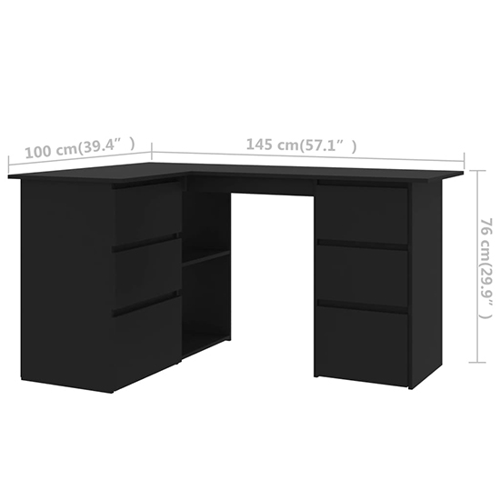 Errol Corner Wooden Computer Desk With 4 Drawers In Black_5