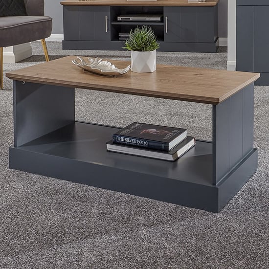 Product photograph of Kirkby Wooden Coffee Table In Slate Blue from Furniture in Fashion