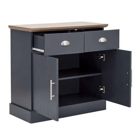 Kirkby Compact Wooden Sideboard With 2 Doors 2 Drawers In Blue _5