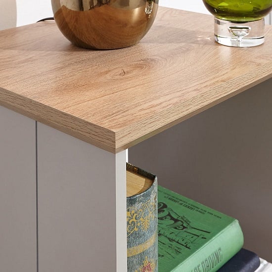 Kirkby Wooden Lamp Table In Grey With Oak Effect Top_5