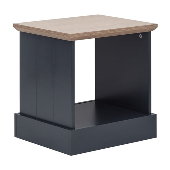 Kirkby Wooden Lamp Table In Slate Blue With Shelf_4