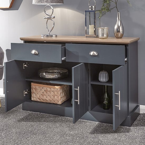 Kirkby Large Wooden Sideboard With 3 Doors 2 Drawers In Blue_2