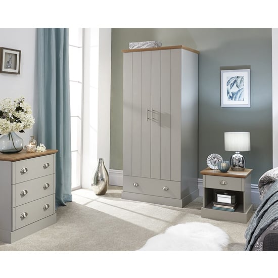 Kirkby Wooden 3Pc Bedroom Furniture Set In Grey