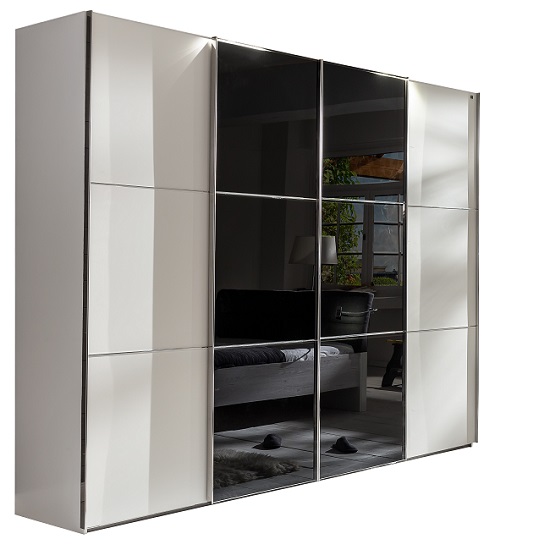 escada sliding wardrobe black white glass %20578%20521 2 - Where To Install White Sliding Door Wardrobes: 3 Helpful Ideas