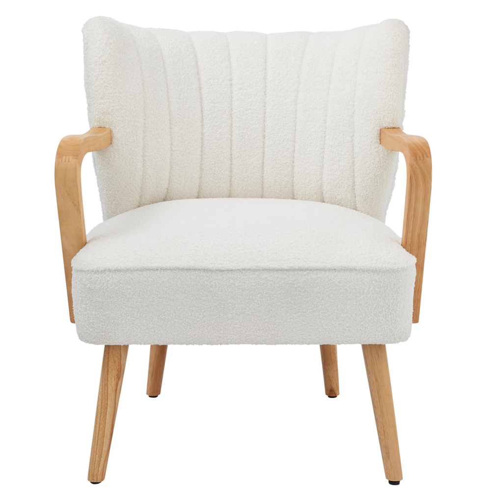 Escanaba Fabric Bedroom Chair With Wooden Frame - Cream