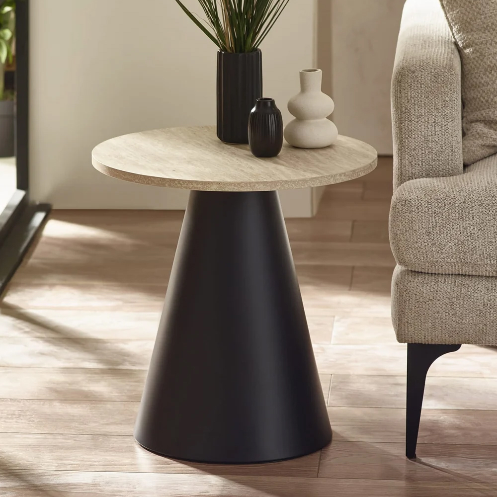 Escanaba Travertine Effect Top Coffee And Lamp Table Set