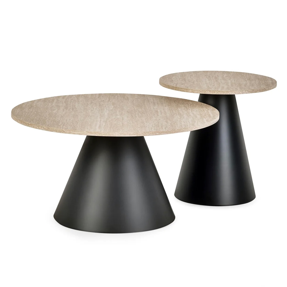 Escanaba Travertine Effect Top Coffee And Lamp Table Set