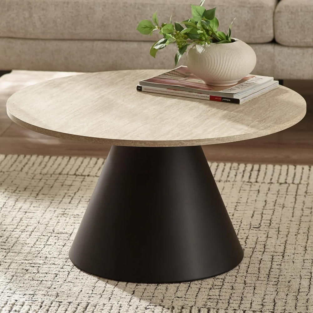 Escanaba Travertine Effect Top Coffee And Lamp Table Set