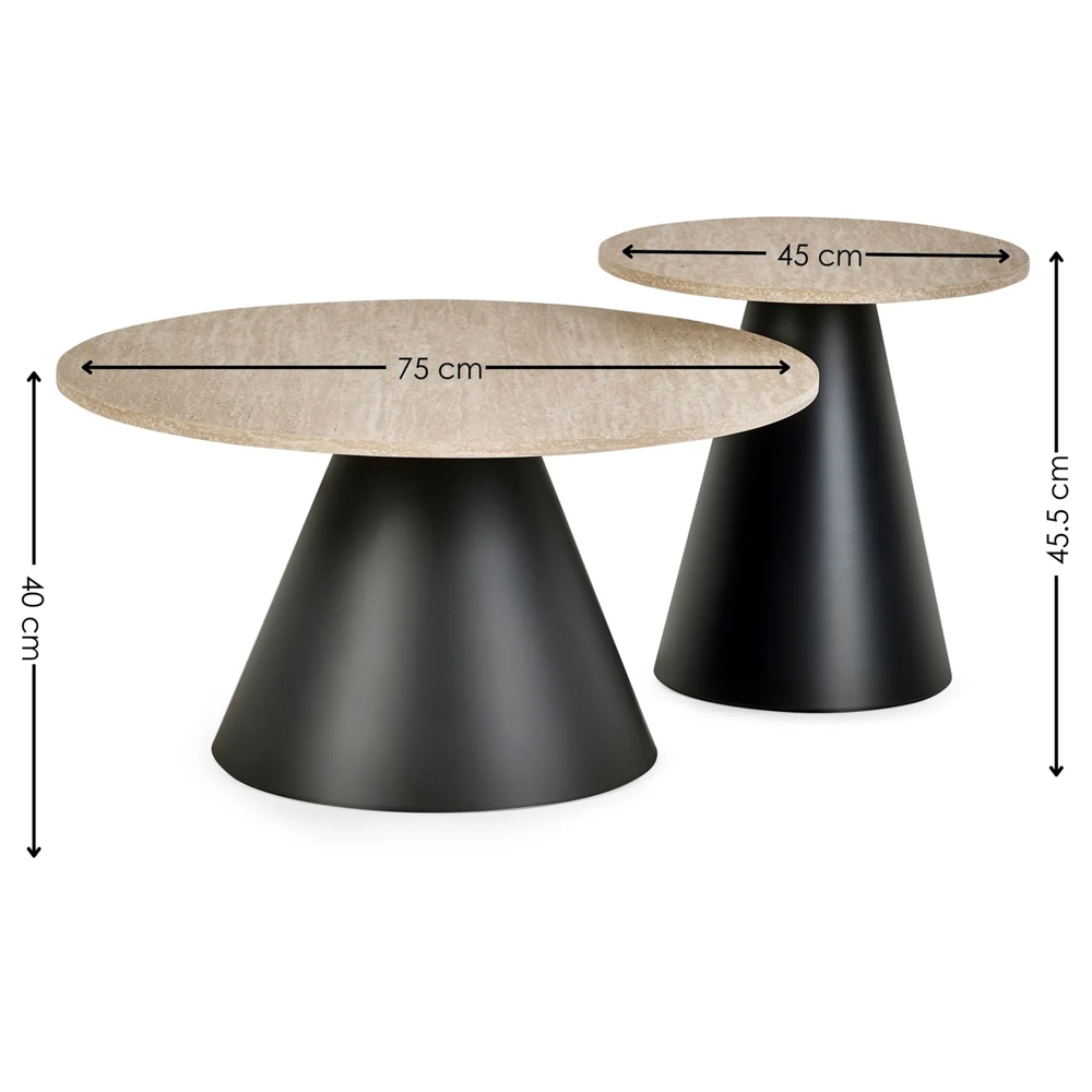 Escanaba Travertine Effect Top Coffee And Lamp Table Set