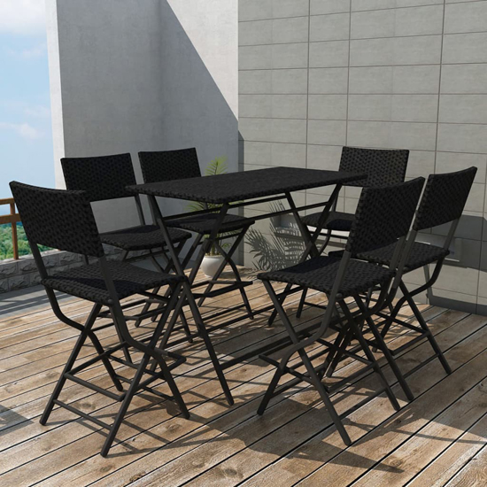 Read more about Esher outdoor rattan 7 piece folding dining set in black