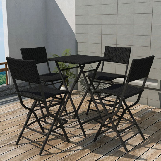 Read more about Esher outdoor square rattan 5 piece folding dining set in black