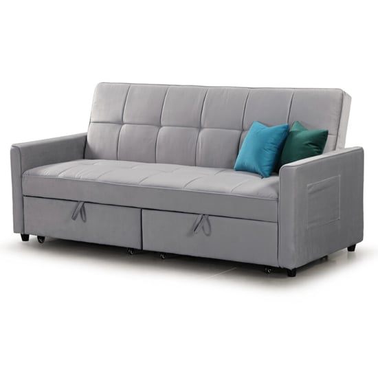 Eskridge Plush Fabric Sofa Bed In Grey_1