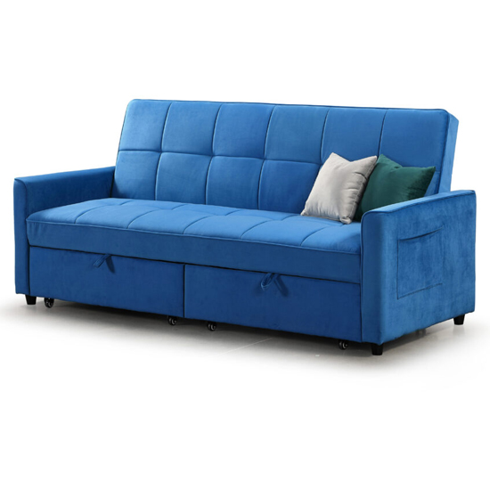 Product photograph of Eskridge Plush Fabric Sofa Bed In Marine from Furniture in Fashion