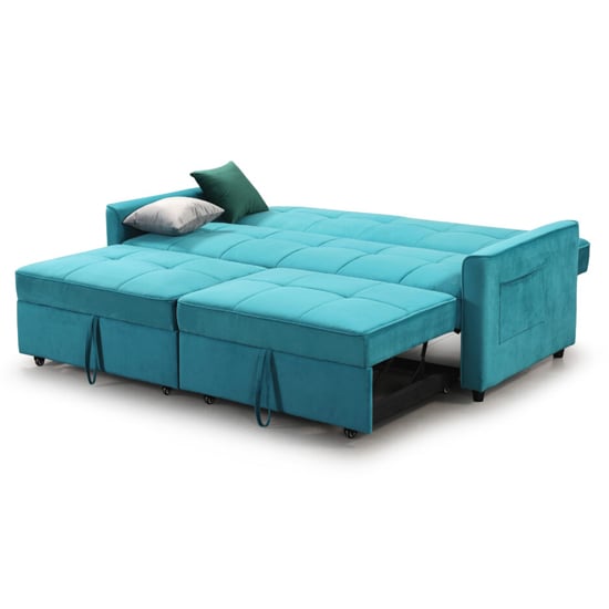 Eskridge Plush Fabric Sofa Bed In Teal_2