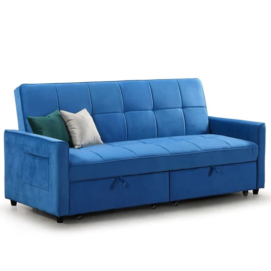 Read more about Elegances plush velvet sofa bed in blue