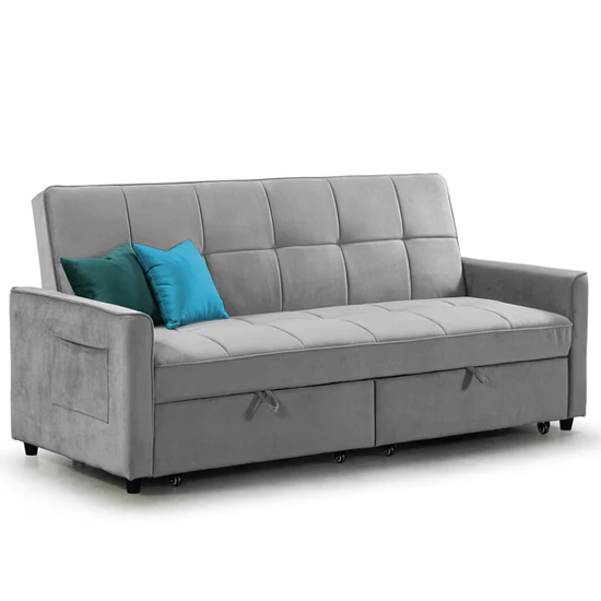 Product photograph of Elegances Plush Velvet Sofa Bed In Grey from Furniture in Fashion