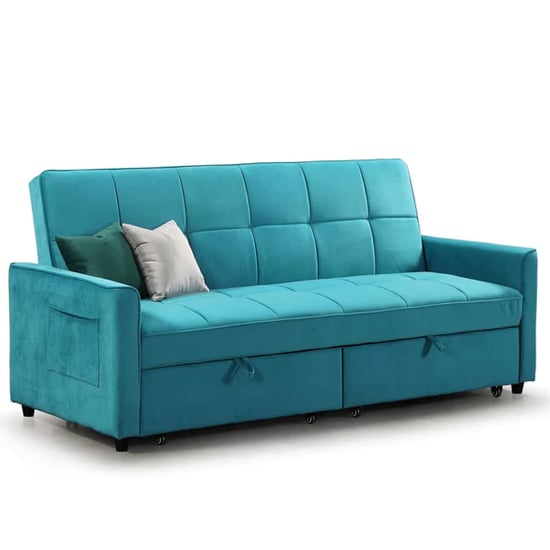 Read more about Elegances plush velvet sofa bed in teal