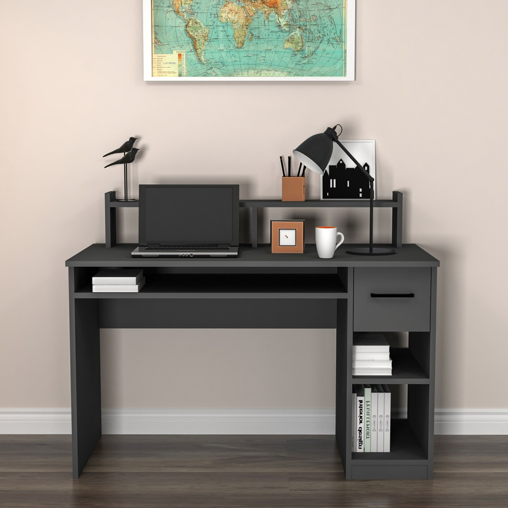 Eslem Wooden Computer Desk in Anthracite