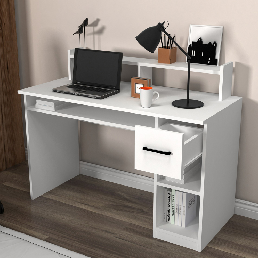 Eslem Wooden Computer Desk in White