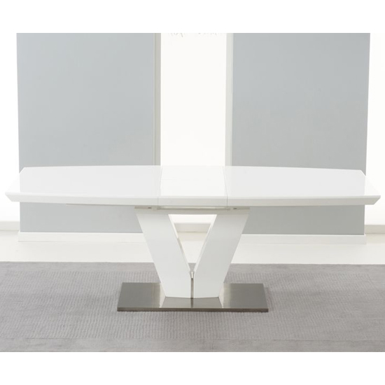Calinok Rectangular Extending High Gloss Dining Table In White_2