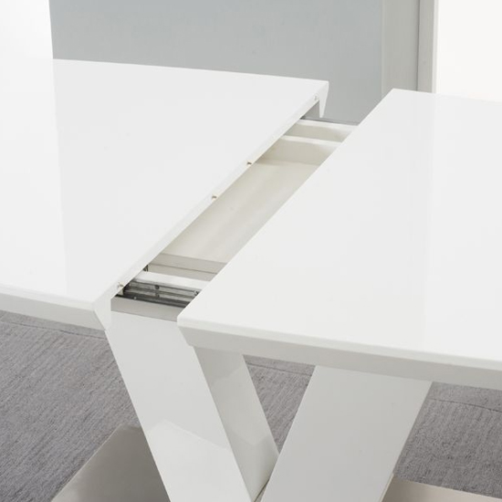 Calinok Rectangular Extending High Gloss Dining Table In White_5