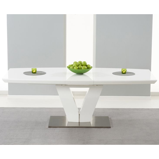Calinok Rectangular Extending High Gloss Dining Table In White_1