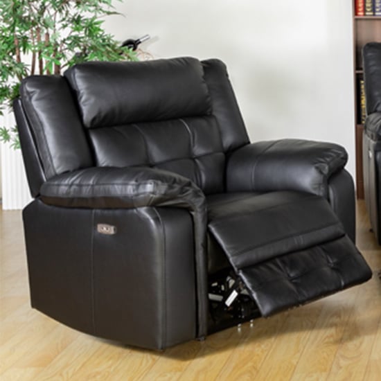 Product photograph of Essen Electric Leather Recliner 1 Seater Sofa In Black from Furniture in Fashion