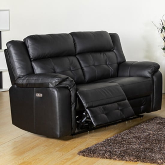 Product photograph of Essen Electric Leather Recliner 2 Seater Sofa In Black from Furniture in Fashion