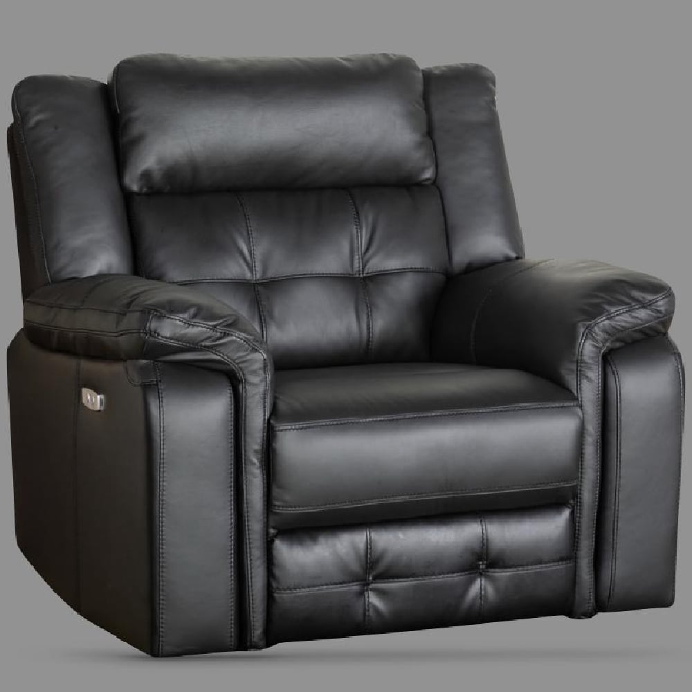 Essen Leather Electric Recliner 1 Seater Sofa In Black