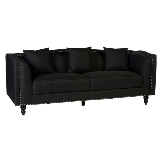 Essence Upholstered Fabric 3 Seater Sofa In Black