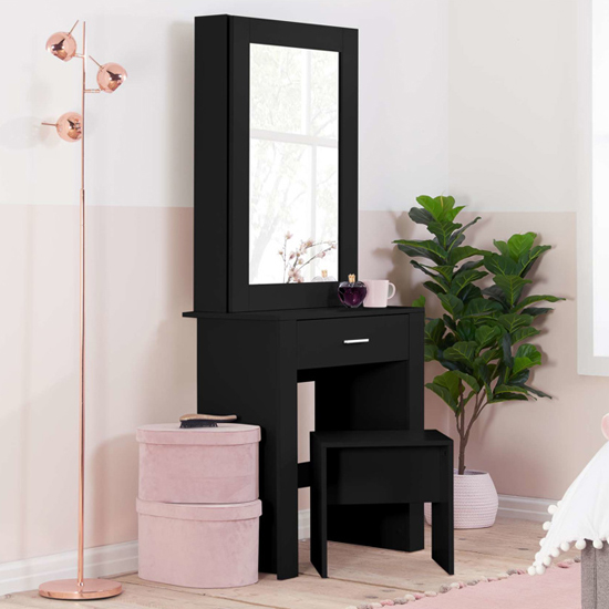 Read more about Essex dressing table with 1 drawer and sliding mirror in black