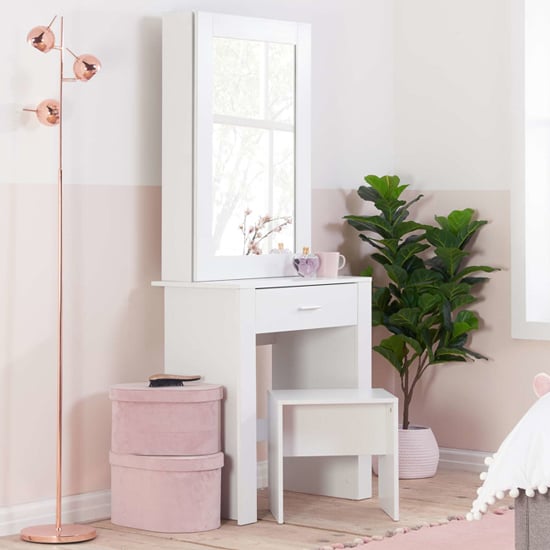 Read more about Essex dressing table with 1 drawer and sliding mirror in white
