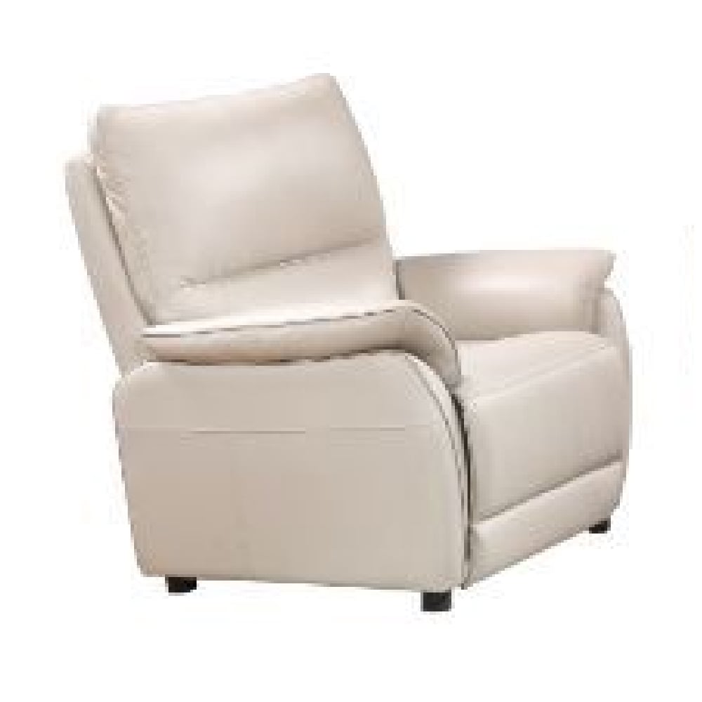 Essex Faux Leather Electric Recliner 1 Seater Sofa In Chalk