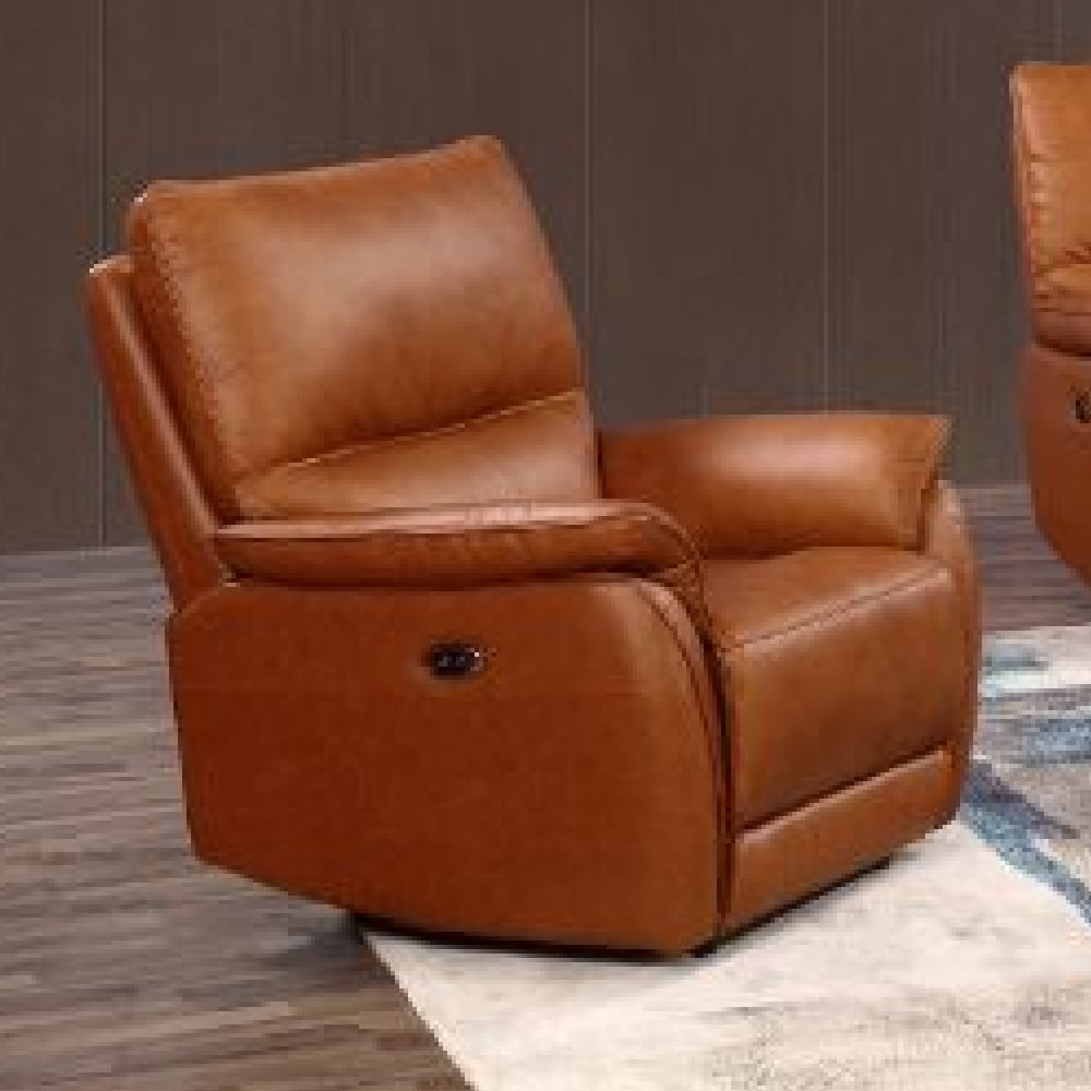 Essex Faux Leather Electric Recliner 1 Seater Sofa In Tan