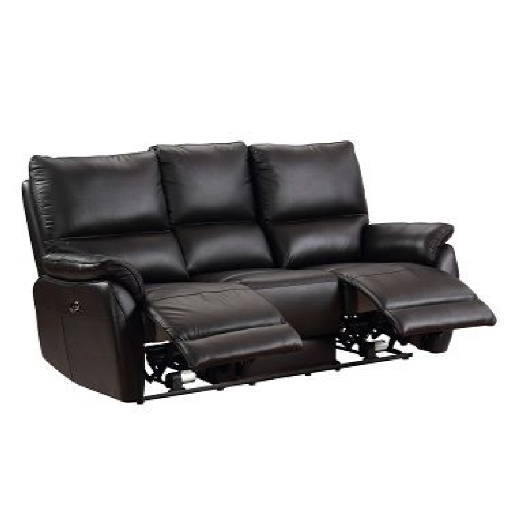Essex Faux Leather Electric Recliner 3 Seater Sofa In Black