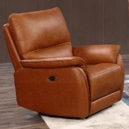 Essex Leather Electric Recliner Chair In Tan_1