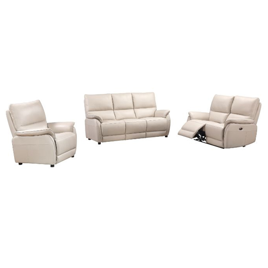 Essex Leather Electric Recliner Sofa Suite In Chalk Furniture in Fashion