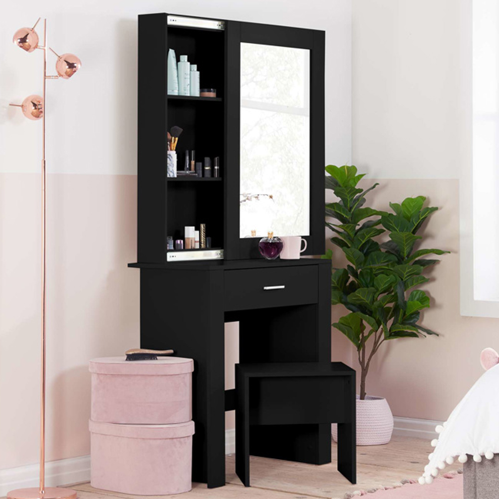 Essex Wooden Dressing Table Set In Black