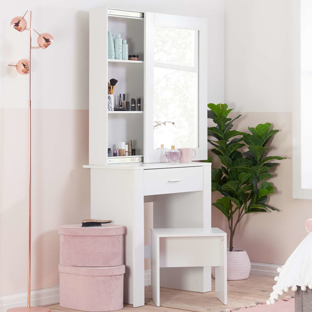Essex Wooden Dressing Table Set In White