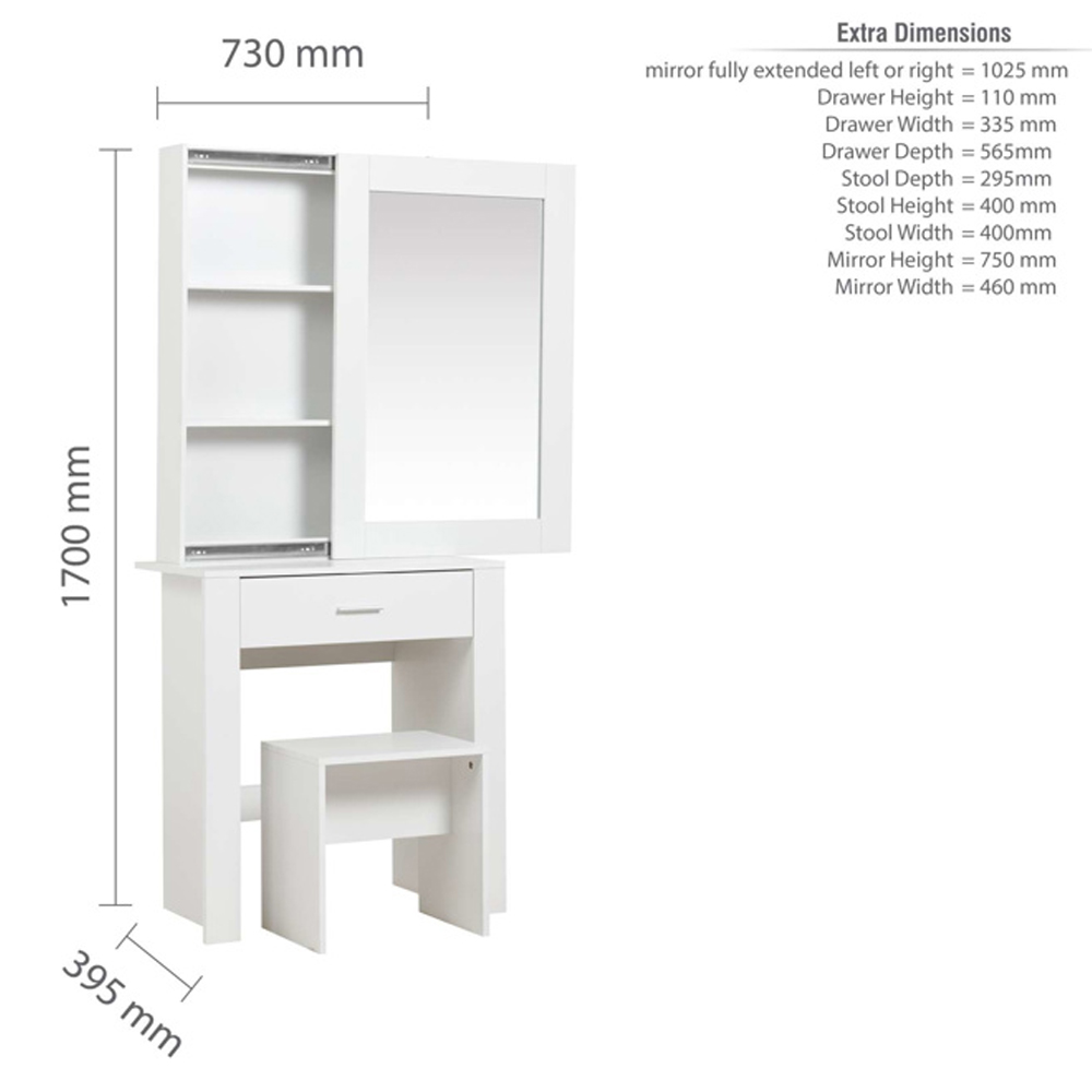 Essex Wooden Dressing Table Set In White